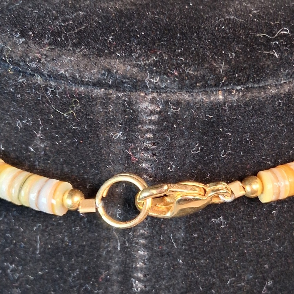 Vintage Mother of Pearl Abalone Shell Horse Head Inlay Necklace Heishe Beaded - Picture 5 of 10